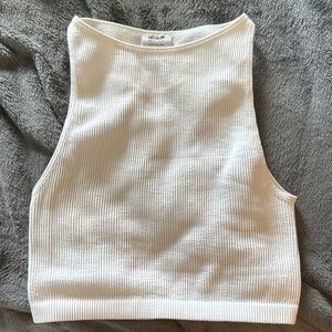 White Ribbed Tank Top
